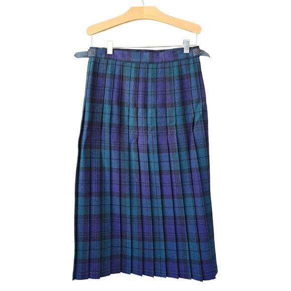 Vintage Ben Nevis Women's Wool Kilt Pleated Tartan Midi Skirt Blue Green - Picture 11 of 12